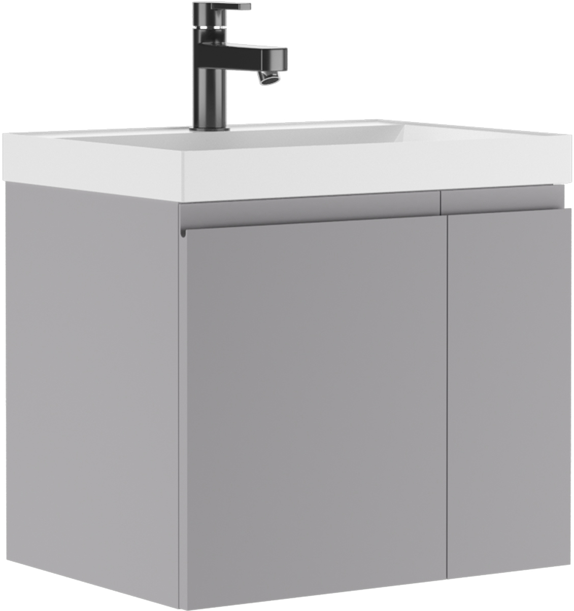 Тумба подвесная под умывальник "ЮНИТ 60" (Unit) Графо (Grafo) светло-серый матовый б/я  Домино