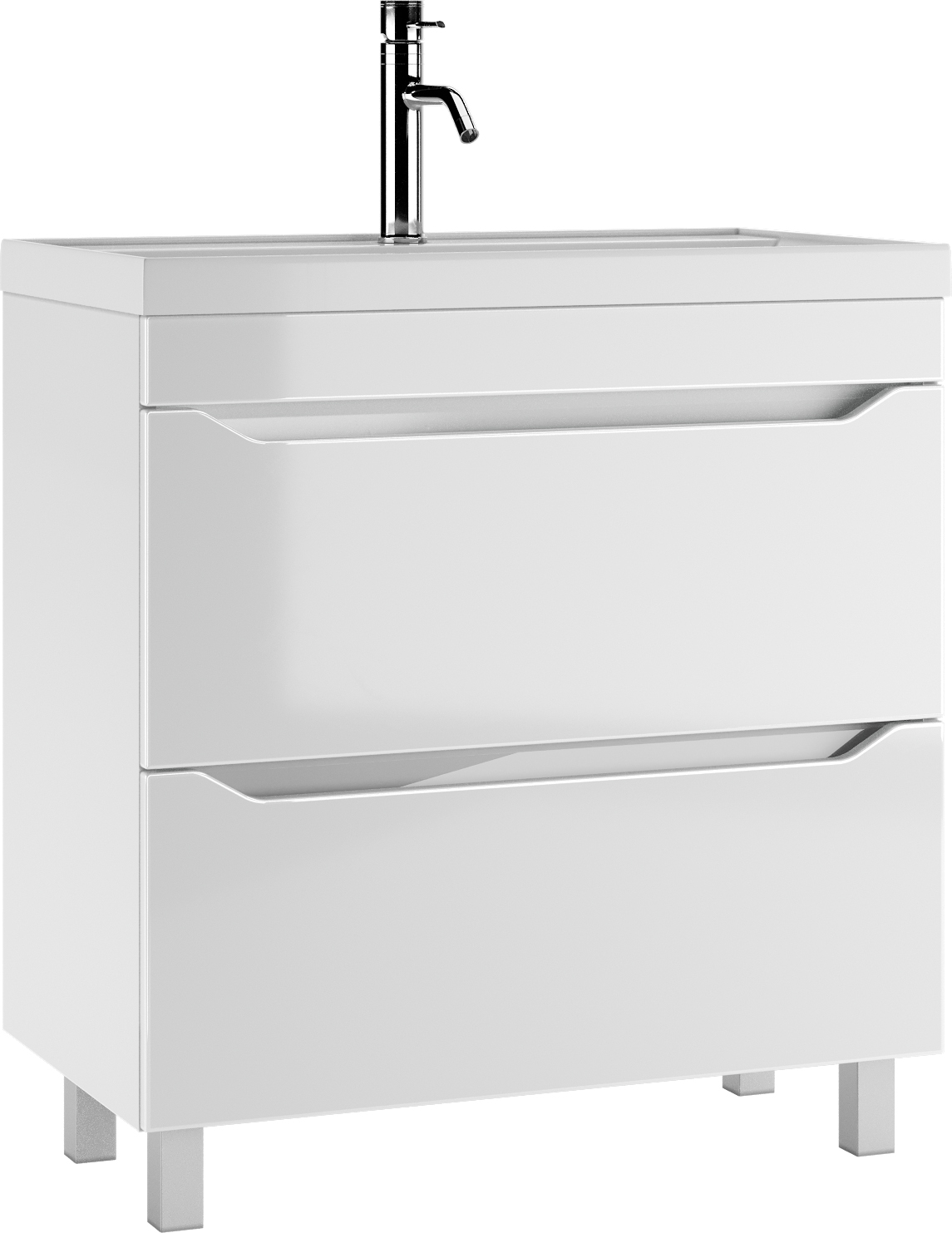 Тумба Айсберг Ева 80 В2, белая с двумя ящиками