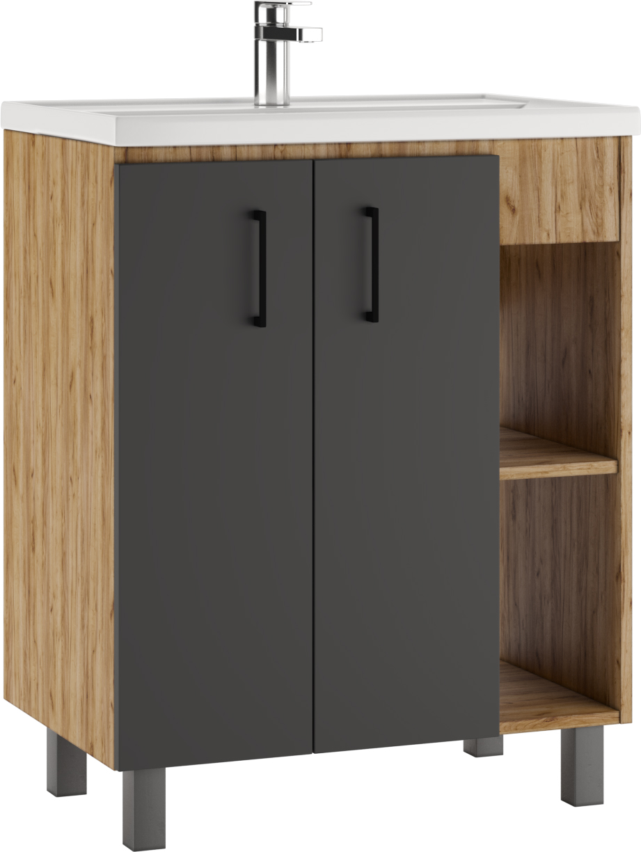 Тумба под умывальник "Фостер 70" Крафт (Craft) без ящика Домино