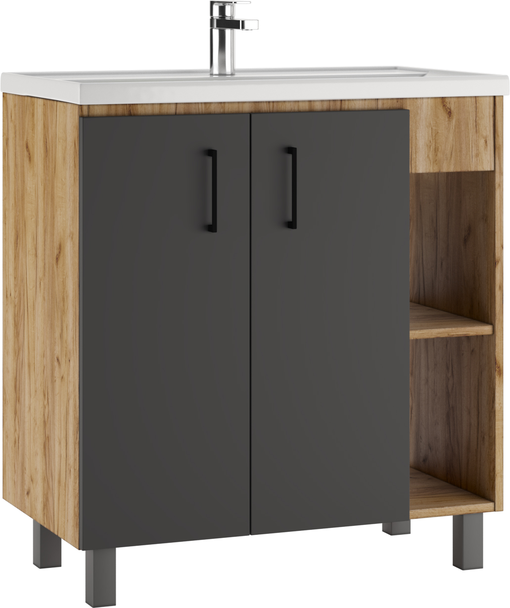 Тумба под умывальник "Фостер 80" Крафт (Craft) без ящика Домино