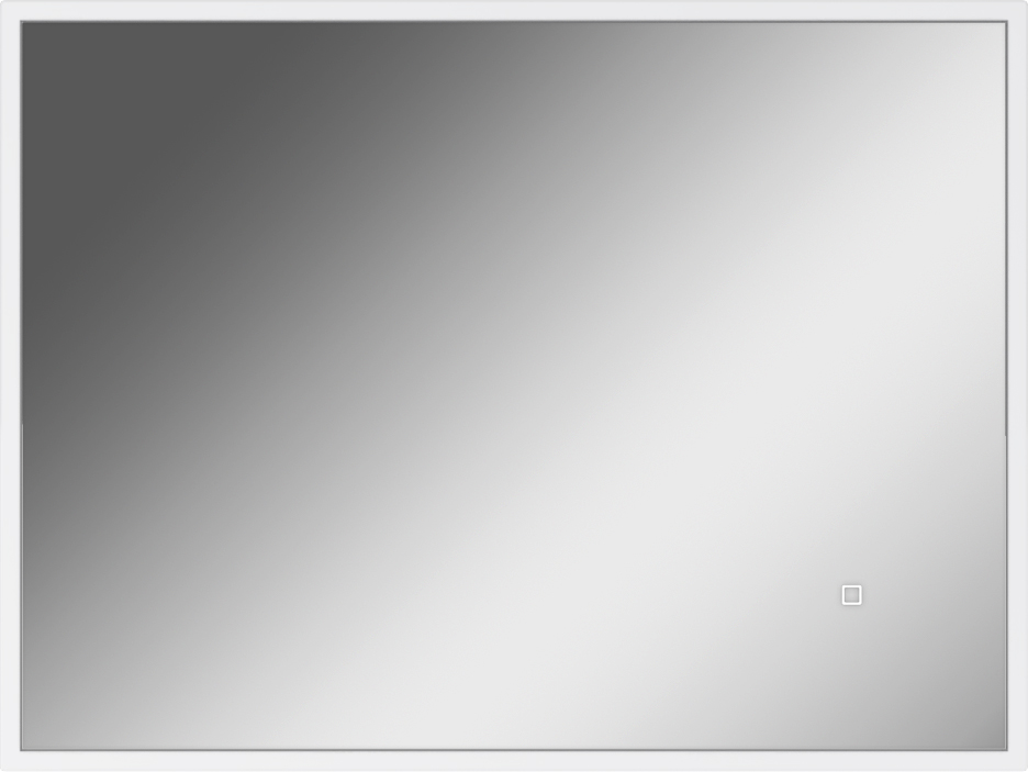 Зеркало Графо 800х600 (Grafo) белый глянец с подсветкой Домино
