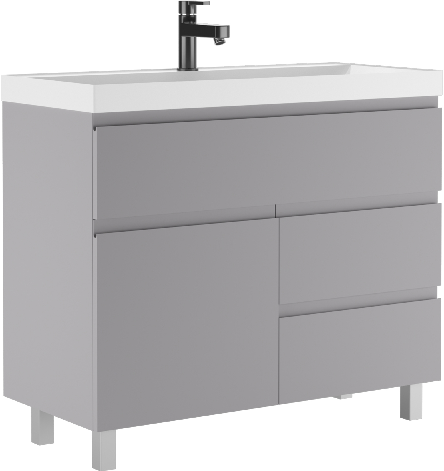 Тумба под умывальник "Базис 100" (Bazis) Графо (Grafo) светло-серый матовый В3 Домино