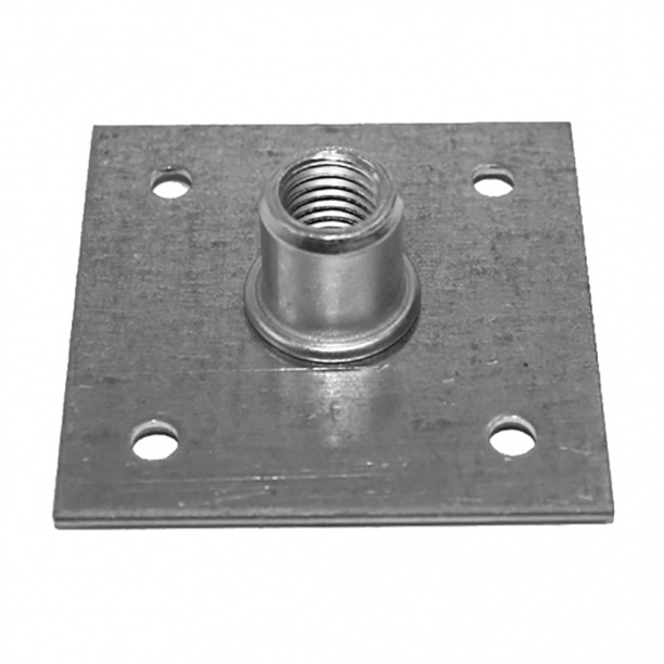 Пластина опорная облегченная 60х60х2,0 мм с гайкой М12 оцинкованная - накл. Tech