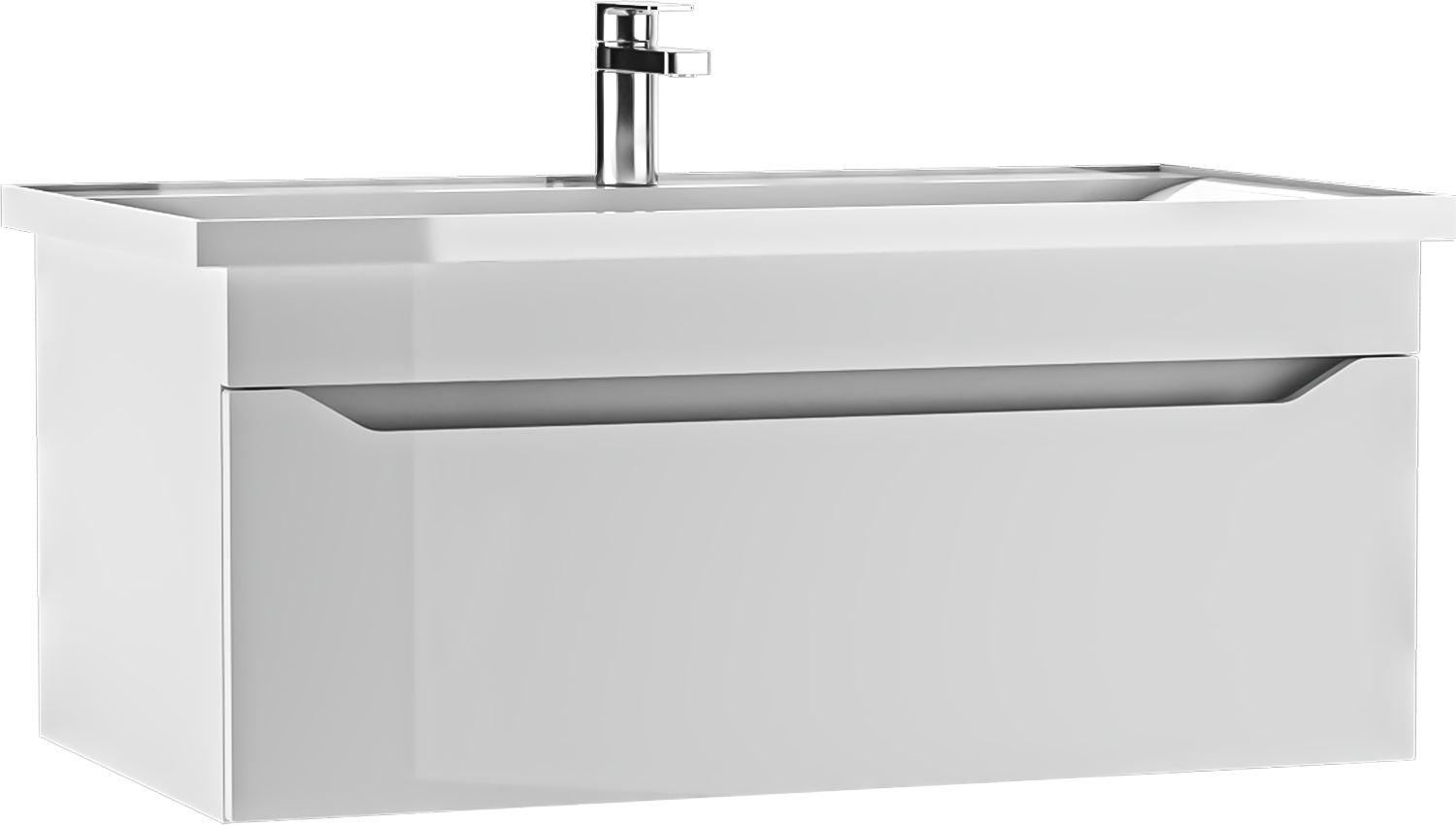 Тумба подвесная под умывальник "НОВА 90" (Nova) Ева с одним ящиком В1 Айсберг