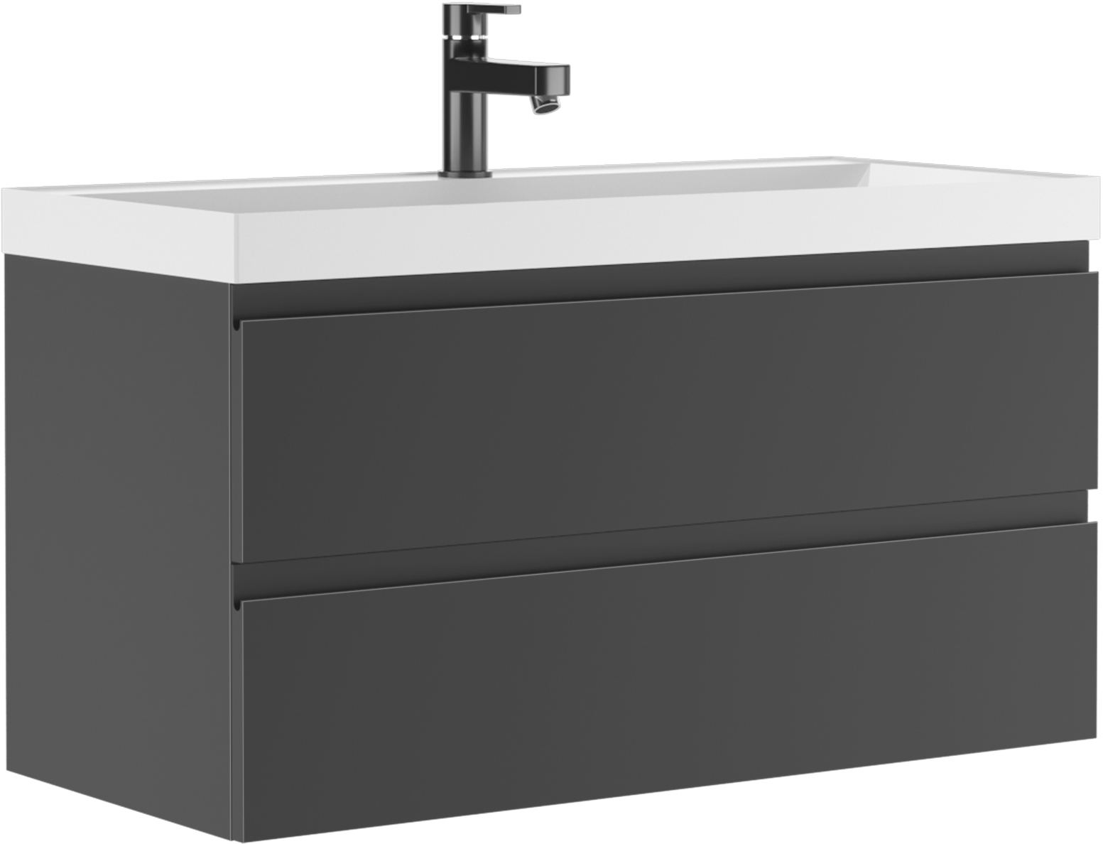 Тумба подвесная под умывальник "Базис 100" (Bazis)  Графо (Grafo) графит матовый В2 Домино