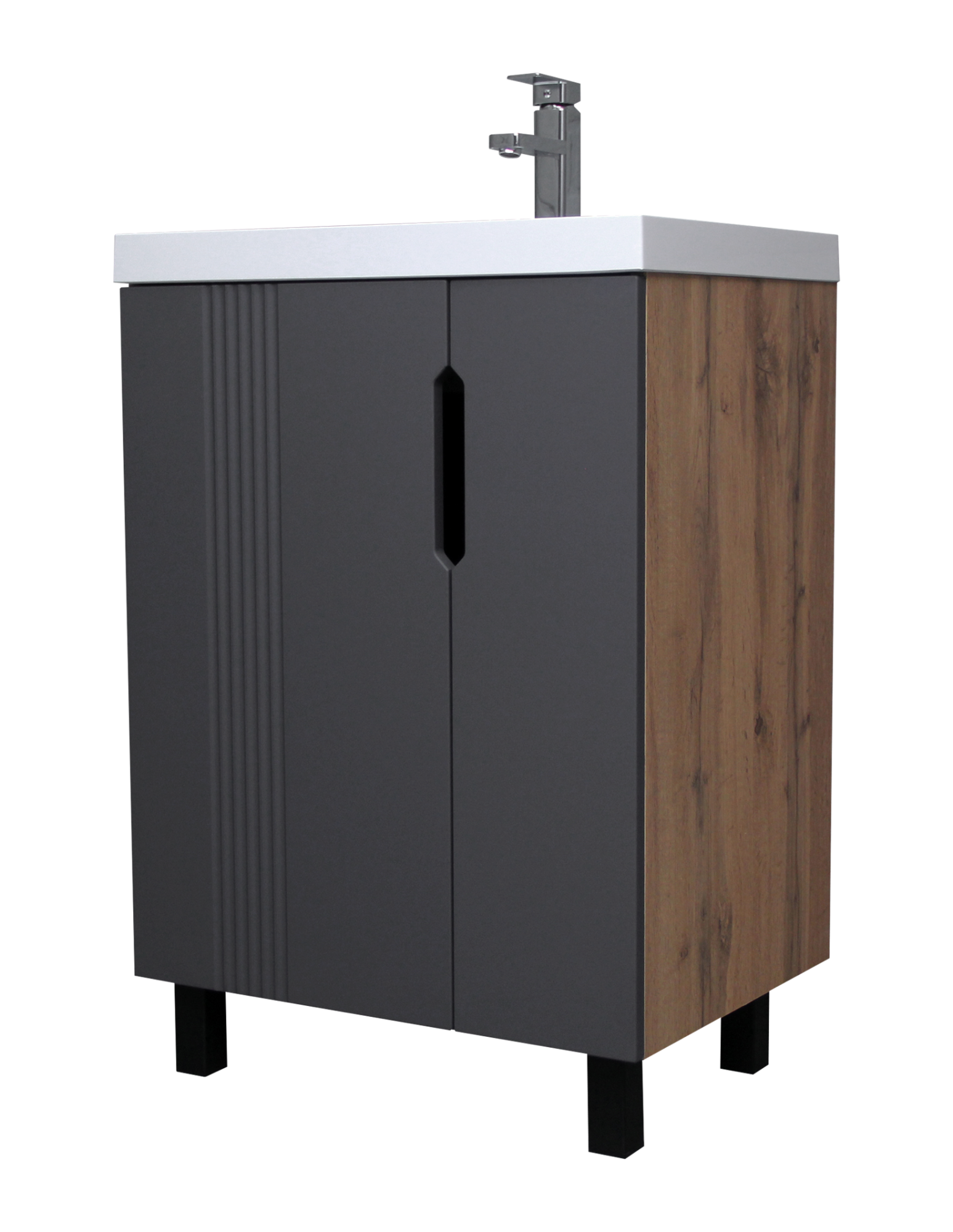 Тумба под умывальник "ЮНИТ 60" (Unit) Марта без ящика Дуб вотан АЙСБЕРГ