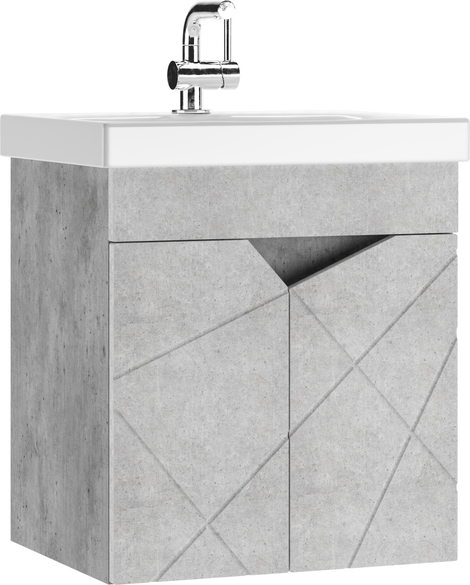 Тумба подвесная под умывальник "Комо 50" (Como) Вектор (Vector) св бетон без ящика Домино
